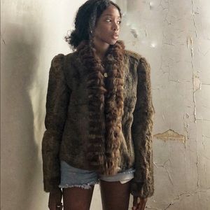 Vintage 60s/70s Boho Nutmeg Rabbit Fur Bomber